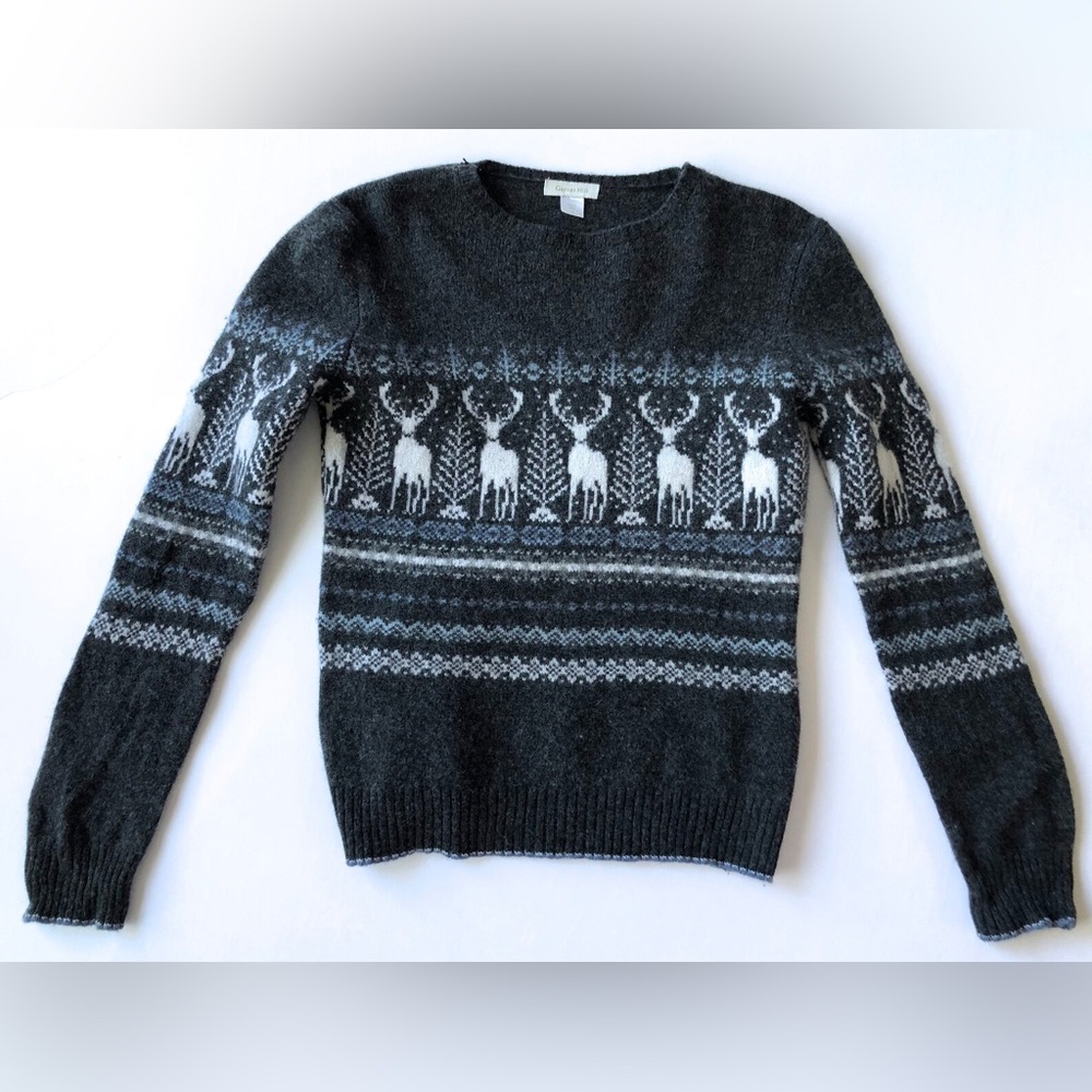 Garnet Hill Wool Fair Isle Reindeer Sweater